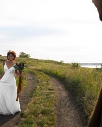 Weeding front view bride posing outdoors