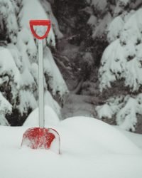 shovel in a snowy landscape during winter